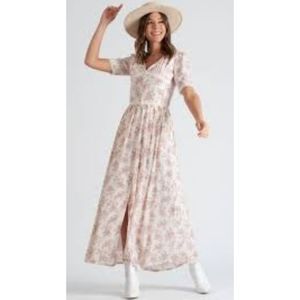 NWT Women's Lucca brand maxi button up dress whimsy colors size Large